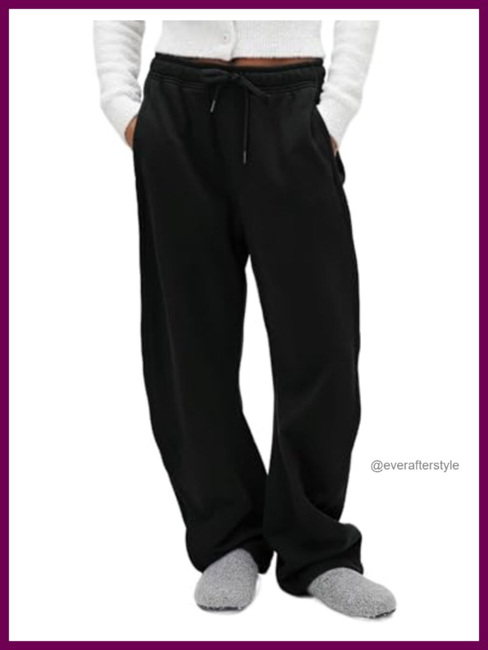 Super Soft Fleece Wide Leg Sweatpants Baggy Joggers Drawstring Pockets